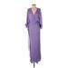 Zara Cocktail Dress - Wrap V Neck Long sleeves: Purple Solid Dresses - Women's Size X-Small