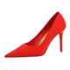 xttaiwysc Women's High Heel Pumps Classic Satin Pointed Toe Stiletto High Heels Pumps Shoes Evening Wedding Stiletto Heels Red (Color : Red, Size : 6 UK)