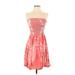 Beach by Exist Casual Dress - Fit & Flare Open Neckline Sleeveless: Pink Print Dresses - Women's Size Small