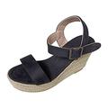 CreoQIJI Women's Sandals with Wedge Heel Sandals Women Heels Wedge Sandals Women's Comfortable Platform Sandals Women with Block Heel Strap Sandals Roman Style Platform Pumps, black, 8.5 UK