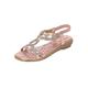 Roman Sandals Women's with Heel Flip Flops for Women Wedges Summer Sandals Fashion Sandals Buckle Shoes Strap Women's Shoes Women's Sandals Roman Sandals Pineapple Rhinestone Wedge Sandals, pink, 6 UK