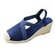 CreoQIJI Wedge Sandals Women's Closed Sandals Women's Elegant with Heel Summer Sandals Wedge Heel Sandals Black Platform Sandals Wedge Sandals Women's Wedge Sandals Hollow, blue, 7 UK