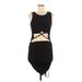 Almost Famous Cocktail Dress - Bodycon: Black Solid Dresses - Women's Size Large