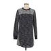 BCBGeneration Casual Dress - Shift Crew Neck Long sleeves: Gray Marled Dresses - Women's Size Medium