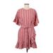 Lost and Wander Casual Dress - Mini Crew Neck Short sleeves: Red Print Dresses - Women's Size Medium