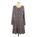 Garnet Hill Casual Dress - DropWaist: Brown Floral Motif Dresses - Women's Size Large