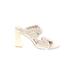 Steve Madden Heels: Slide Chunky Heel Casual Ivory Print Shoes - Women's Size 9 1/2 - Open Toe