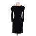BB Dakota Casual Dress - Sheath Crew Neck 3/4 sleeves: Black Print Dresses - Women's Size Medium