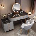 XIGOUZIQU Dresser Table Women Vanity Makeup Table Set Makeup with 5 Drawers Dressing Table with Lighted Mirror and Chair Vanity Benches Desk for Her (Color : Grey, Size : 100cm)