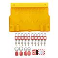 Lockout Tagout Station, 22.24 X 15.75 X 2.56in Lock Out Tag Kit with Cover, 10 Padlock, 20 Key, 10 Tag, 4 Buckle, Lockout Ball Valve Lockout Steel Cable for Lockout Safety Supply