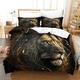 Bedding Set with Black And Gold Lion Down three piece duvet cover set Microfiber Breathable Quilt Covers Comforter for All Season cover Size: 220x240cm (1 quilt cover 2 pillowcases)
