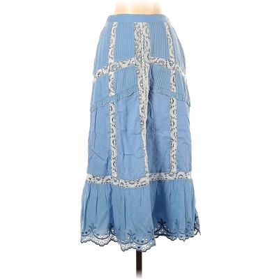 LoveShackFancy Casual A-Line Skirt Long: Blue Bottoms - Women's Size Small