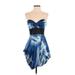 BCBGMAXAZRIA Cocktail Dress - Fit & Flare Sweetheart Sleeveless: Blue Dresses - New - Women's Size 2