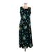 Danny & Nicole Casual Dress - Midi Scoop Neck Sleeveless: Teal Floral Dresses - Women's Size 8