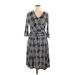 Adrianna Papell Casual Dress - Wrap: Gray Damask Dresses - Women's Size 14