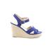 Montego Bay Club Wedges: Blue Solid Shoes - Women's Size 6 1/2 - Open Toe