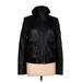 DKNY Leather Jacket: Short Black Print Jackets & Outerwear - Women's Size Large