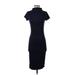 Windsor Casual Dress - Bodycon Turtleneck Short sleeves: Blue Solid Dresses - Women's Size Small