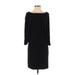 Jessica Simpson Casual Dress - DropWaist Boatneck 3/4 sleeves: Black Print Dresses - Women's Size 8