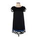 Kensie Casual Dress - Shift Crew Neck Short sleeves: Black Print Dresses - Women's Size X-Small