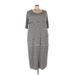 Avenue Casual Dress - Midi Scoop Neck Short sleeves: Gray Print Dresses - Women's Size 30 Plus