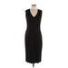 Lida Baday Casual Dress - Sheath V-Neck Sleeveless: Black Houndstooth Dresses - Women's Size 10