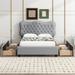 Full Size PU Leather Upholstered Platform Bed with 4 Drawers, Grey