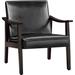 PU Leather Accent Chair, Mid-Century Modern Armchair with Solid Wood Legs - 28"D x 24.5"W x 29"H