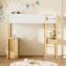 Modern Teddy Fleece Loft Bed with Storage Shelf, Drawers & Desk