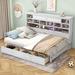 Twin Size Wood Daybed with Multi-Storage Shelves, Charging Station & 3 Drawers