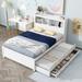 Full Size Platform Bed with Storage Headboard, 2 USB Ports & 2 Plugs, Twin-Size Trundle & 3 Drawers, No Box Spring Required