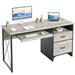 Office Desk with Drawers, 55 inch Industrial Computer Desk with Storage, Wood Teacher Desk with Keyboard Tray & File Drawer
