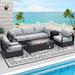 7 Pcs Outdoor Patio Aluminum Furniture Sectional Sofa Set with Thick Cushion - 7 Pieces