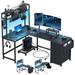 L Shaped Gaming Desk Reversible Computer Desk with Pegboard & Shelves & Drawers, Gaming Desk