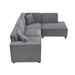 Modern Chenille Fabric Sectional Sofa, Minimalist 5-seat Upholstered Sofa with Convertible Seat & Chaise Lounge for Living Room