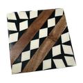 Ebern Designs Wood Square 4 Piece Coaster Set in Black/White | Wayfair AD727D267B2D4BECB1F0C4BD56BF0051