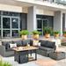 Latitude Run® Wyckhoffe 8 Piece Sectional Seating Group w/ Cushions Synthetic Wicker/All - Weather Wicker/Wicker/Rattan in Black | Outdoor Furniture | Wayfair