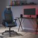 Inbox Zero Adjustable Reclining Ergonomic Faux Swiveling PC & Racing Game Chair Faux in Blue | 52.06 H x 27.38 W x 27.38 D in | Wayfair