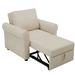 Armchair - Red Barrel Studio® Bellevale 34.25" Wide Tufted Armchair Linen in White | 33.46 H x 34.25 W x 35 D in | Wayfair