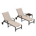 Red Barrel Studio® Patio Chaise Lounge Set Outdoor Beach Pool Sunbathing Lawn Lounger Recliner Outside Tanning Chairs w/ Arm For All Weather Side Table Metal | Wayfair
