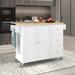 Red Barrel Studio® Beauvue Rolling Kitchen Island w/ Solid Wood Top Wood in White | 36.81 H x 52.76 W x 29.5 D in | Wayfair