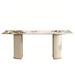 Brayden Studio® Teter Rectangular Dining Table Wood/Metal in Brown/White/Yellow | 29.53 H x 62.99 W x 35.43 D in | Wayfair