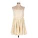 Lulus Casual Dress - Mini Scoop Neck Sleeveless: Ivory Solid Dresses - Women's Size Small