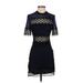 Topshop Casual Dress - Mini: Blue Grid Dresses - Women's Size 2