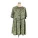 ASOS Casual Dress - Mini High Neck 3/4 sleeves: Green Polka Dots Dresses - Women's Size 18