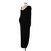 Old Navy - Maternity Casual Dress - Midi Plunge Long sleeves: Black Print Dresses - Women's Size Medium