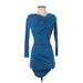Abercrombie & Fitch Cocktail Dress - Bodycon: Blue Solid Dresses - Women's Size Small