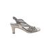 London Fog Heels: Slingback Chunky Heel Glamorous Silver Print Shoes - Women's Size 8 1/2 - Open Toe