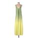 Misslook Casual Dress - A-Line V-Neck Sleeveless: Green Ombre Dresses - Women's Size Small