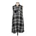 Fire Los Angeles Casual Dress - Mini High Neck Sleeveless: Black Plaid Dresses - Women's Size Small